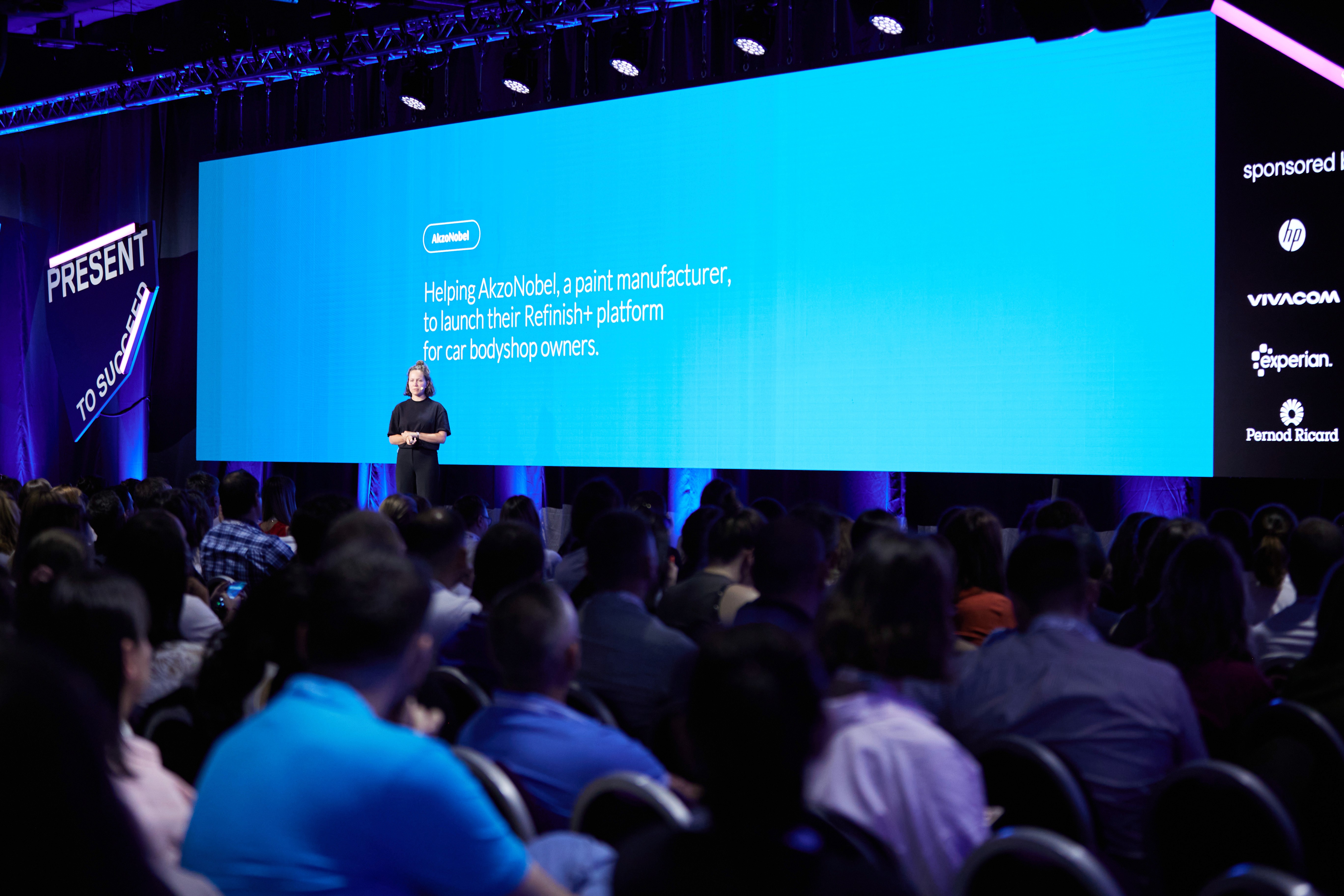 A photo of someone designing a presentation on a computer