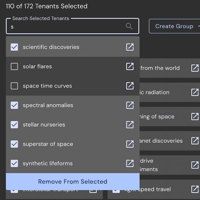 A section of the selected search.