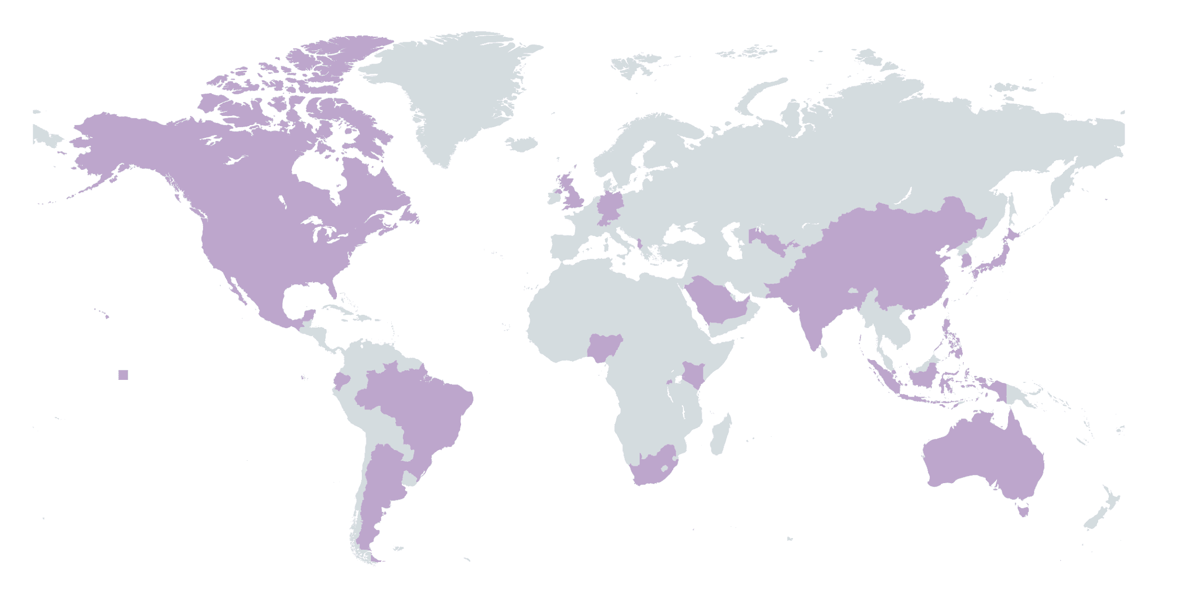 World Map Highlight Summit STEM Alumni Countries