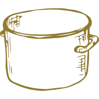 Icon style traditionnel & dessiné main d'une marmite