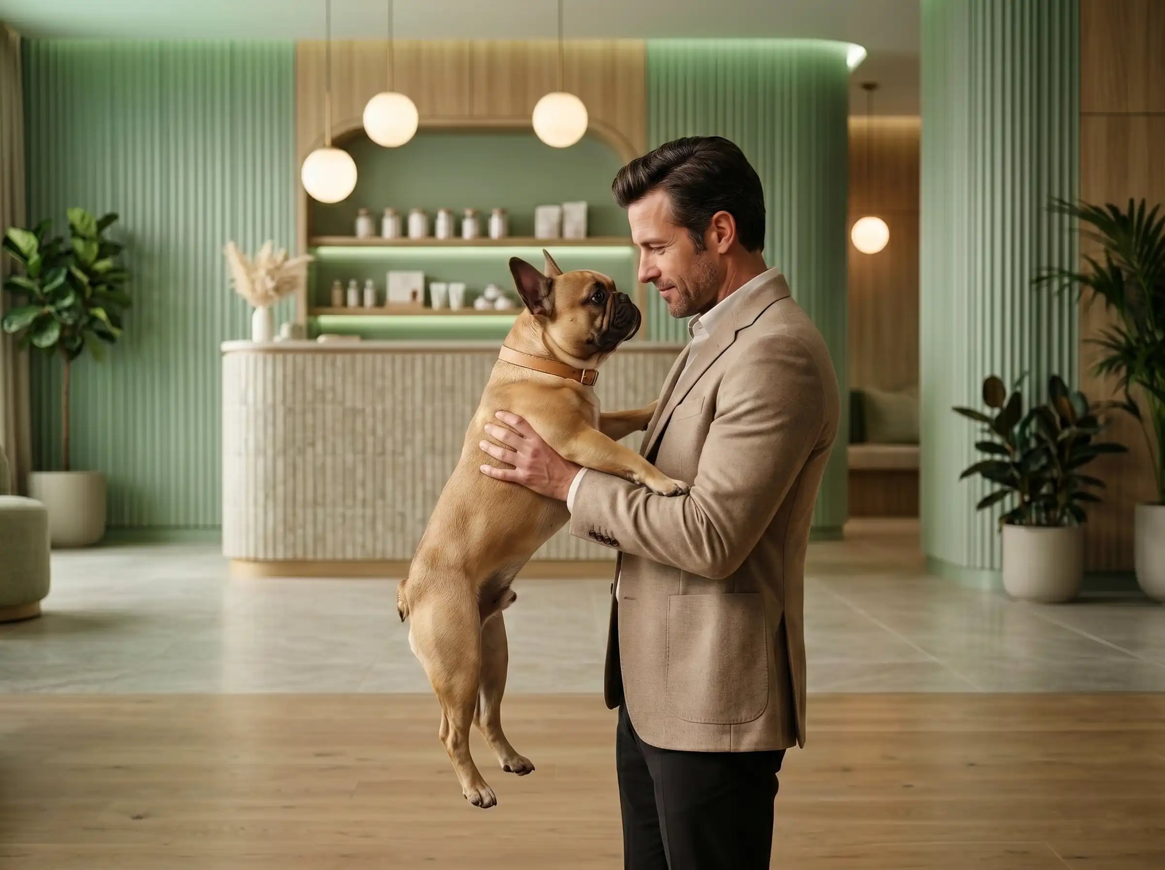 Portrait of a pet grooming customer