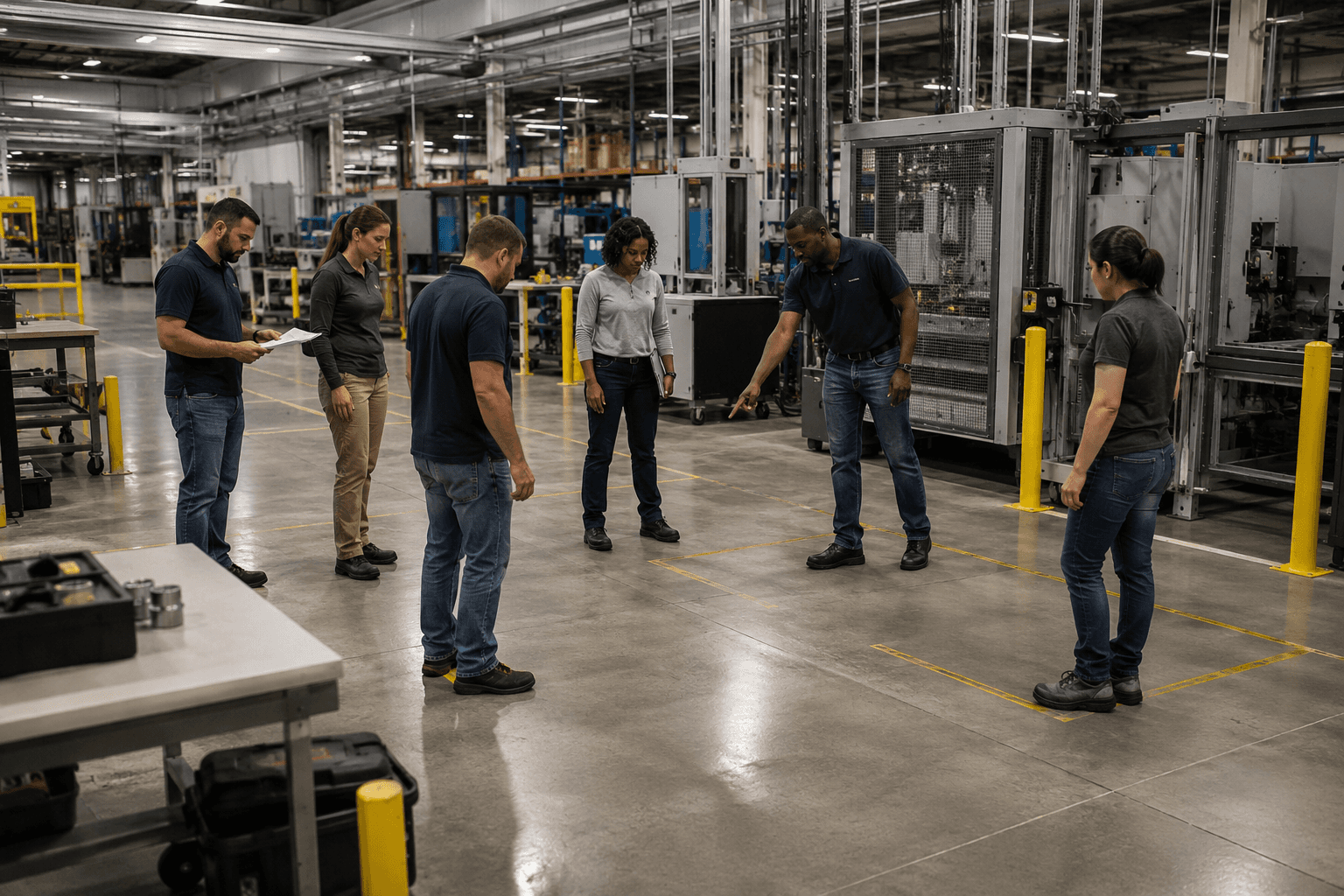 Equipe simulant une action à venir sur une représentation du terrain.