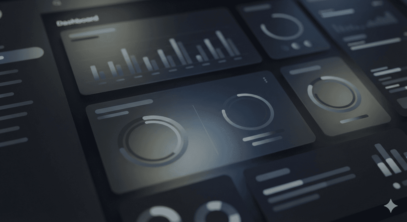 Detailed view of dashboard components highlighting charts and content blocks