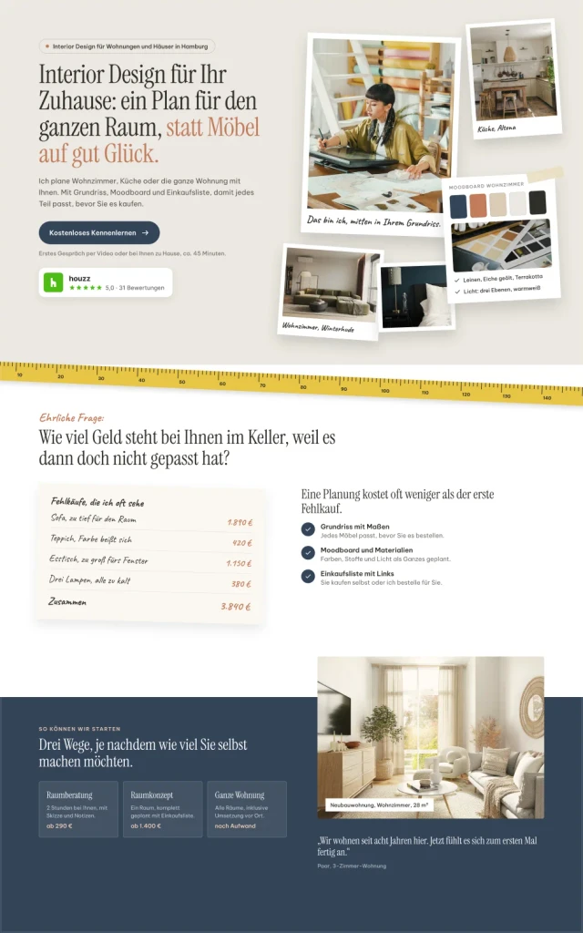 Webseiten-Design für Interior Design