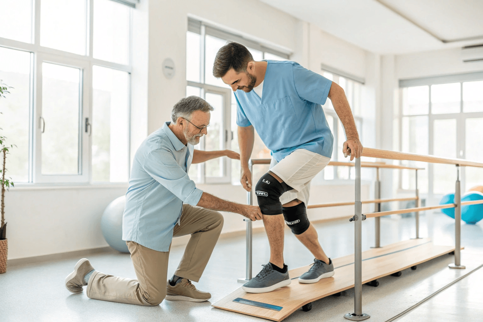 Rééducation post-opératoire du genou à Charleroi avec kinésithérapeute spécialisé.