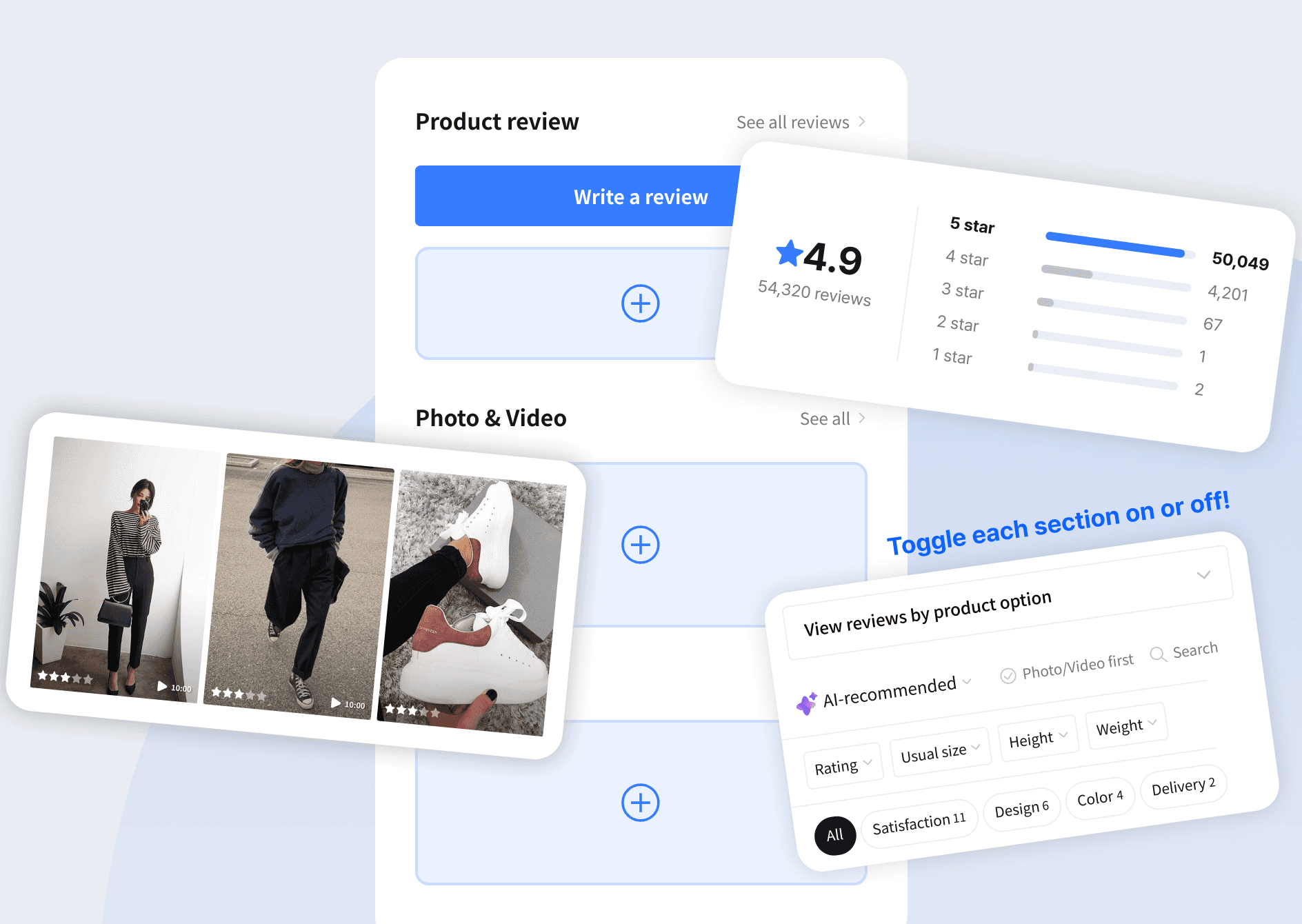 CREMA admin settings for Reviews Widget features