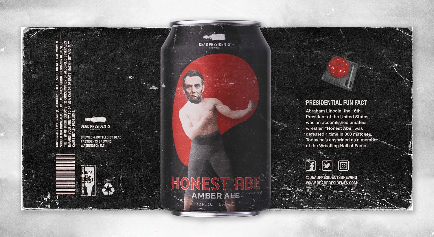 Dead Presidents Brewing Honest Have Amber Ale Beer Can and label