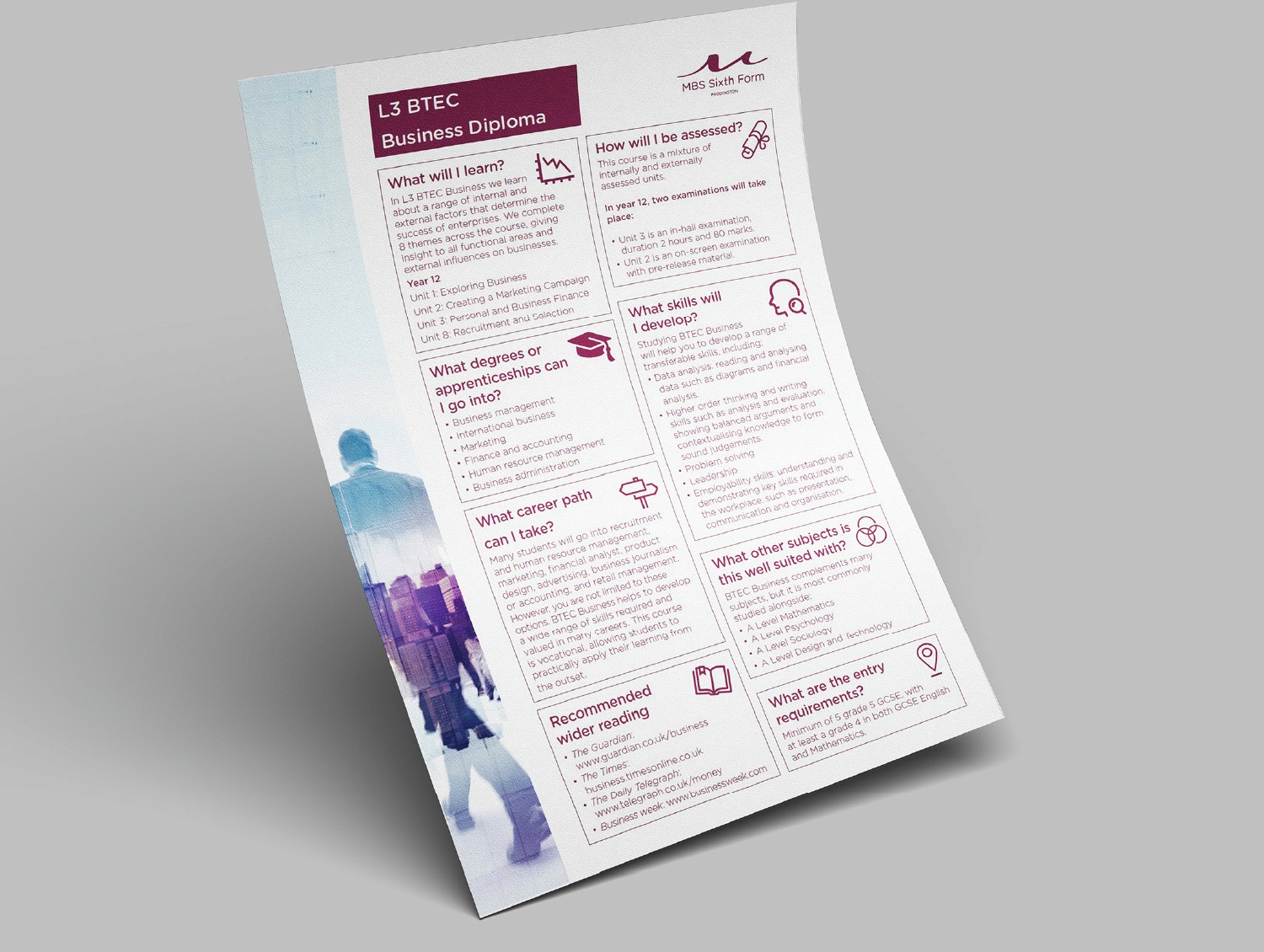 Marylebone School leaflet design by DesignGuru