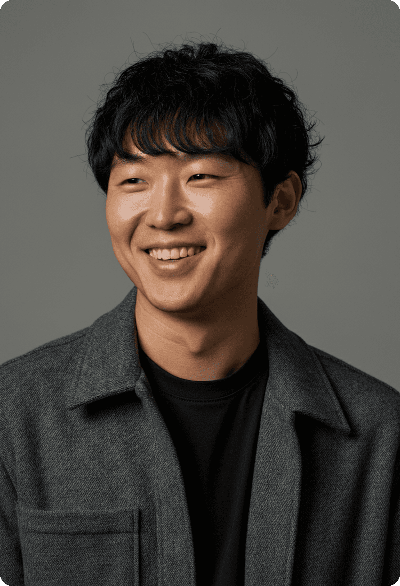 A happy man looking side