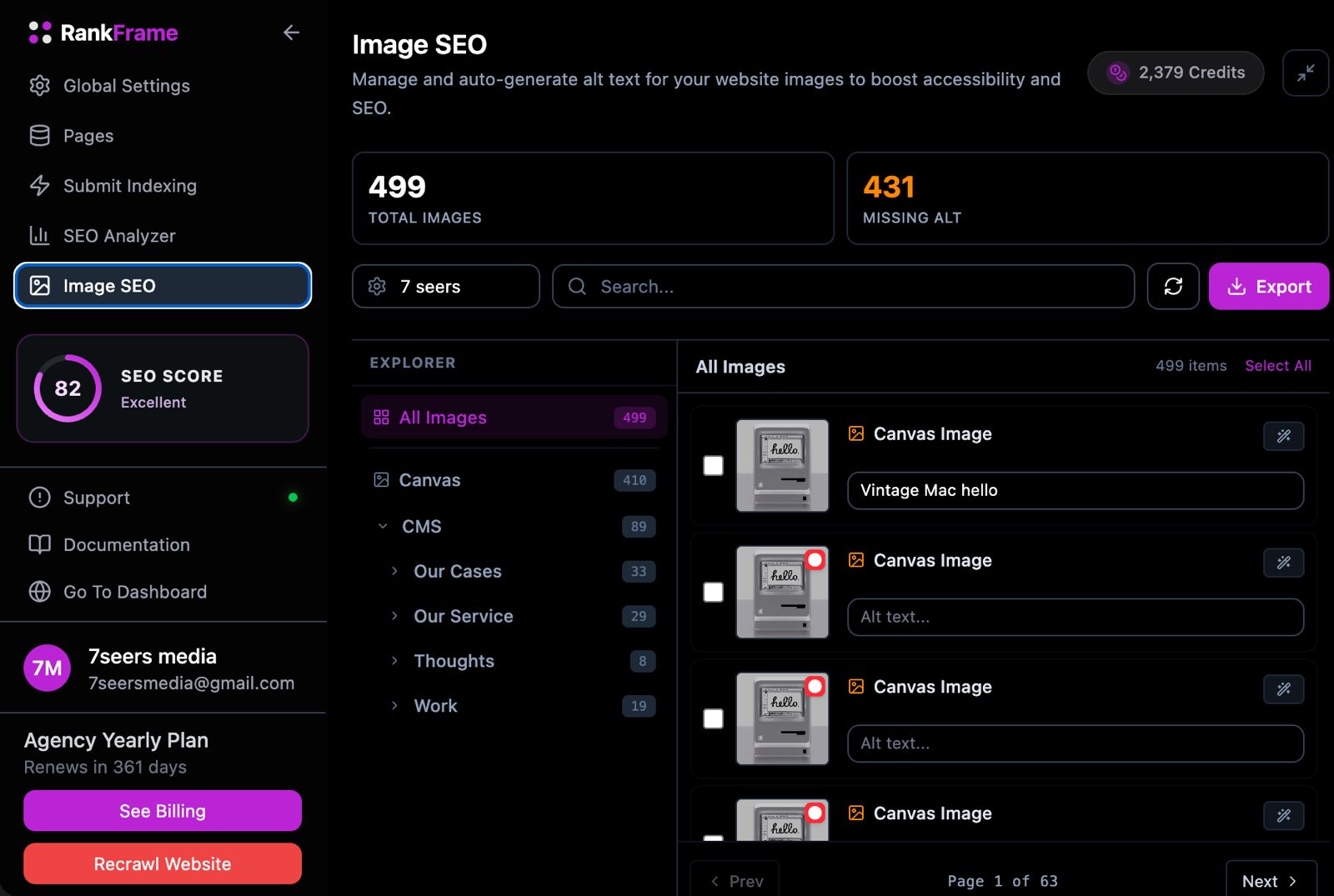 Image SEO, without leaving your workspace.