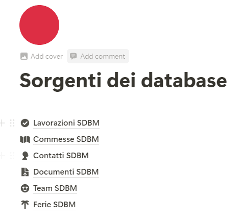 Sorgenti dei database 