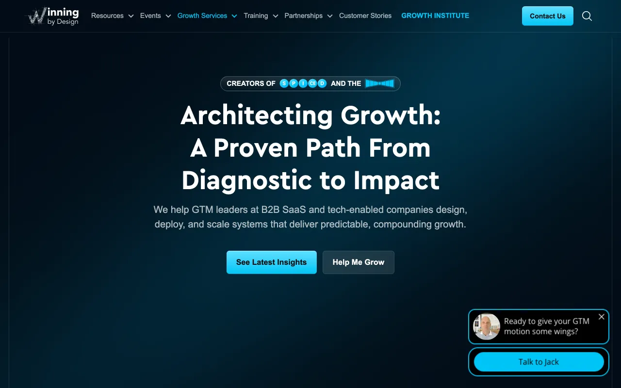 Winning by Design homepage, science-based revenue architecture training