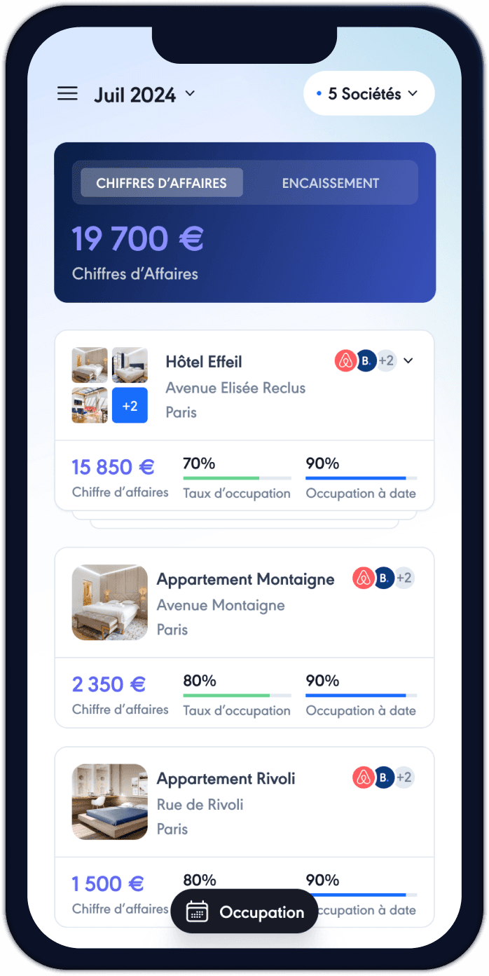 Mockup of the mobile management application Checkmyguest