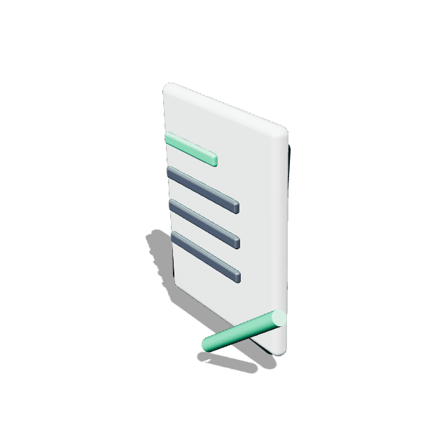 Three dimensional icon of a document