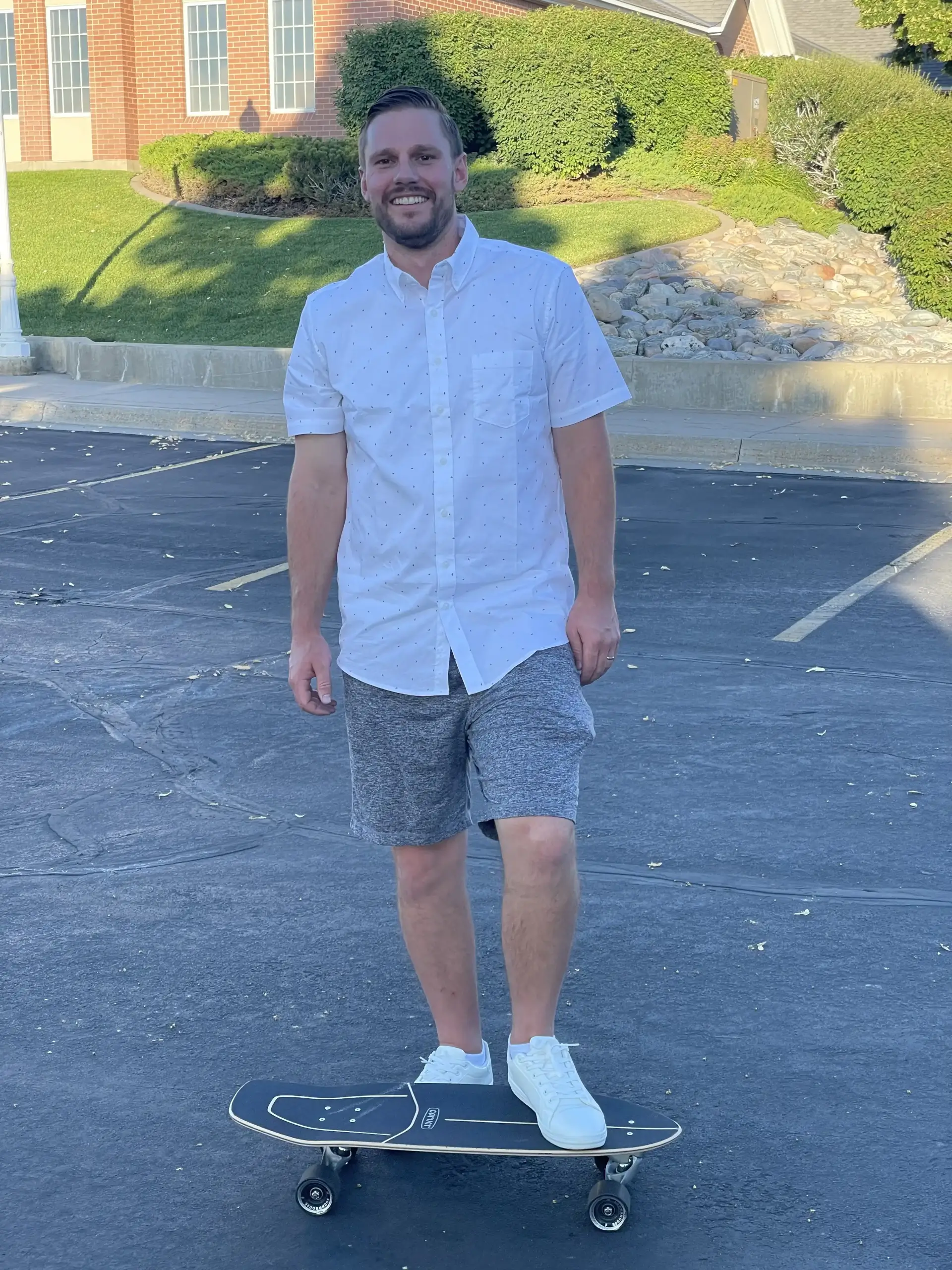 Spencer Barber with his skateboard