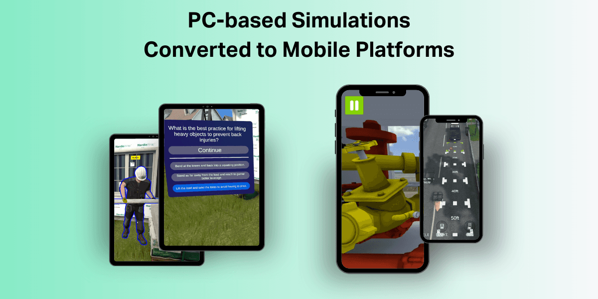 Converting VR or PC simulations for mobile devices