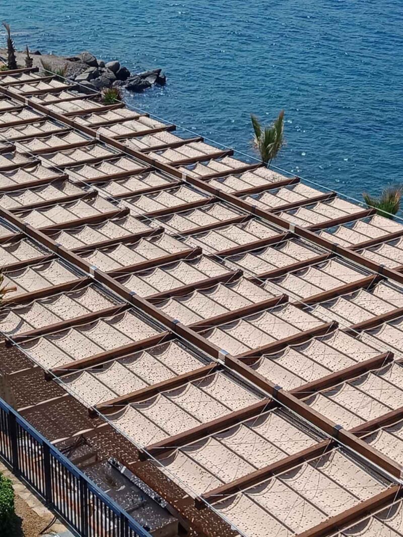 two people looking at a tablet and smiling