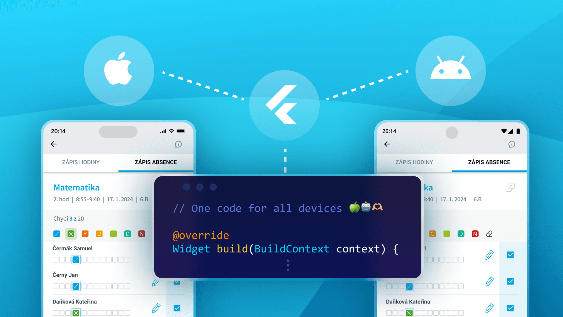 Bakaláři mobilní app Flutter jednotný kód