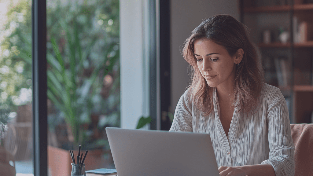 Woman consultant in office as computer