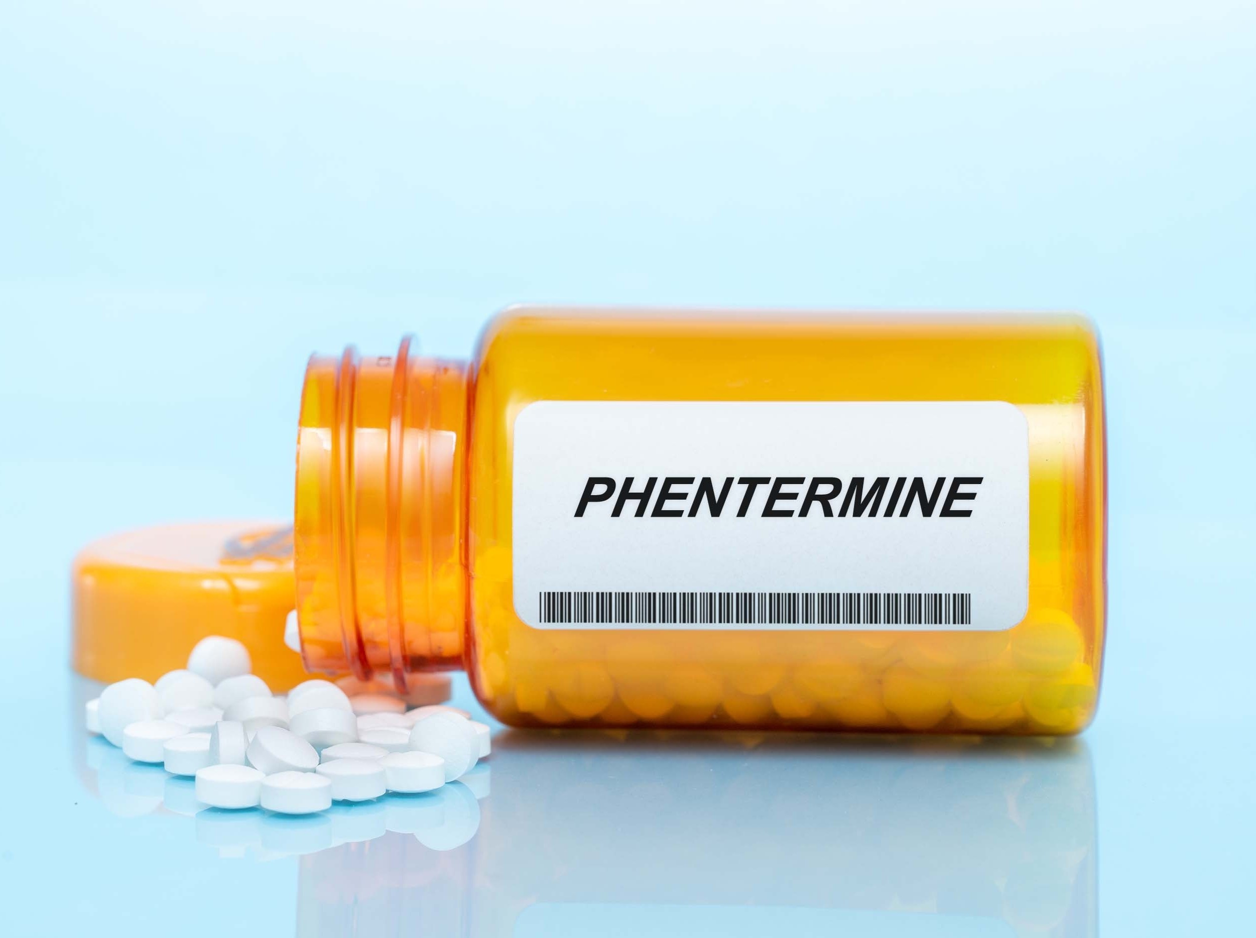 pill bottle containing safe weight loss drugs of phentermine