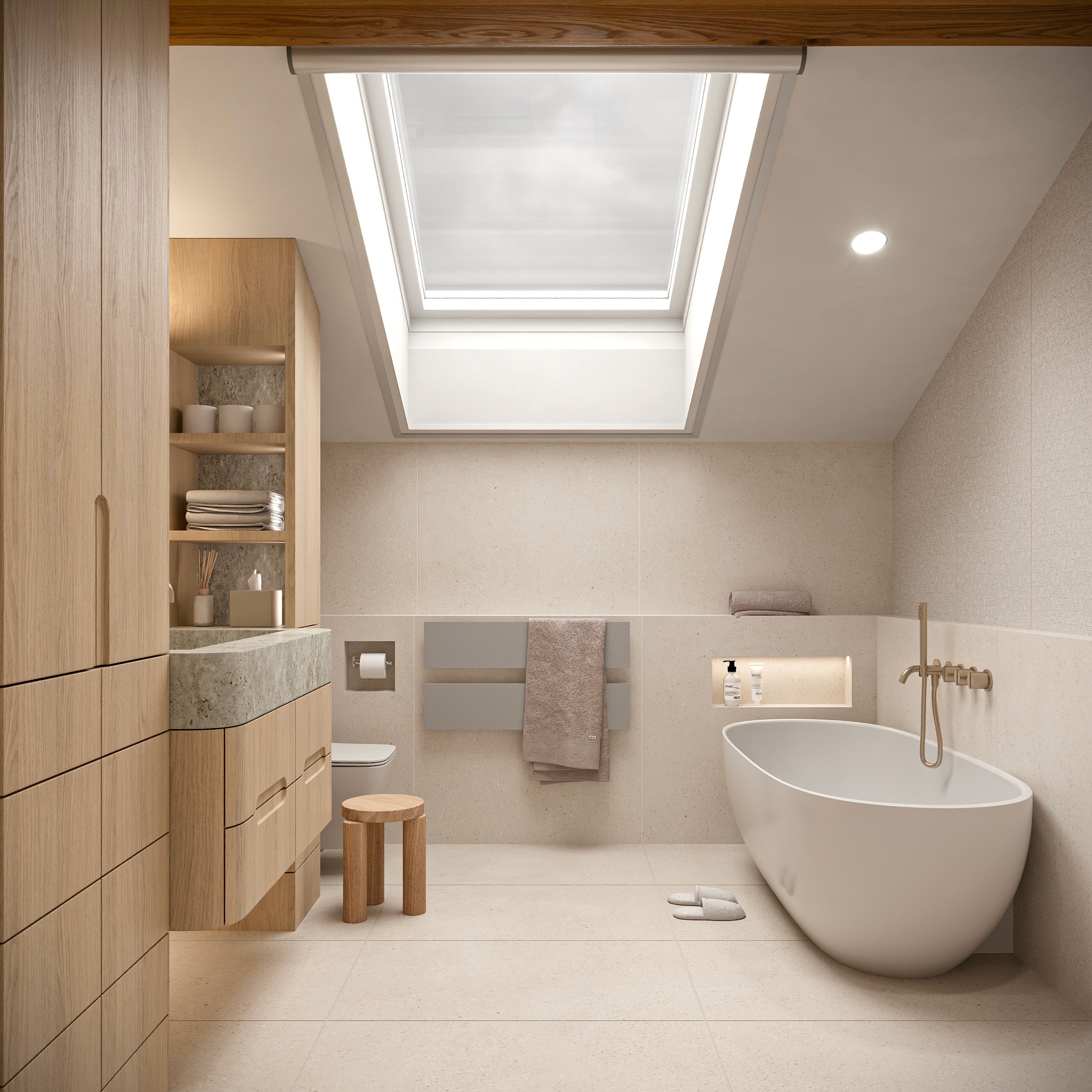 Marazzi tiles and sanycces furniture for a taylor made bathroom design in Lausanne Switzerland