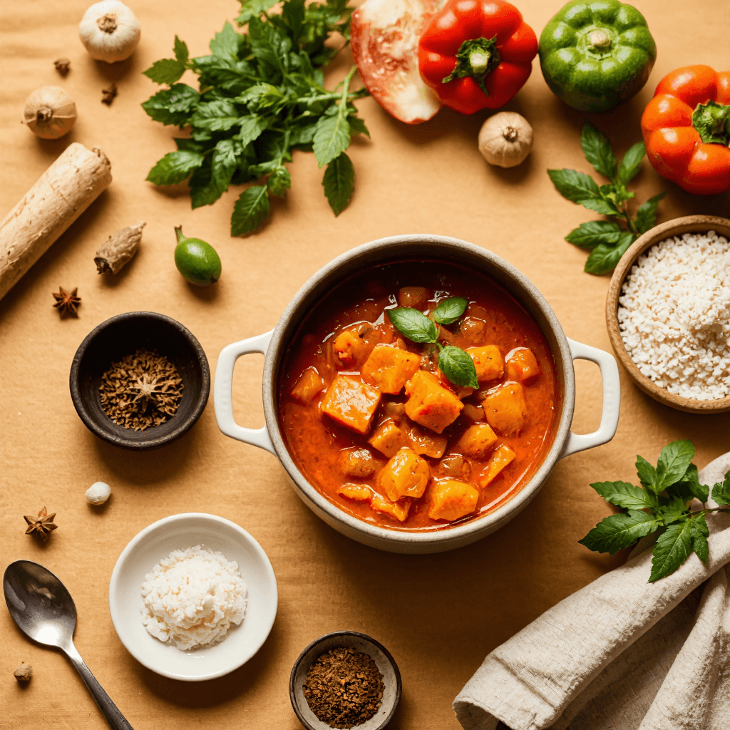 product photography of a container of stew