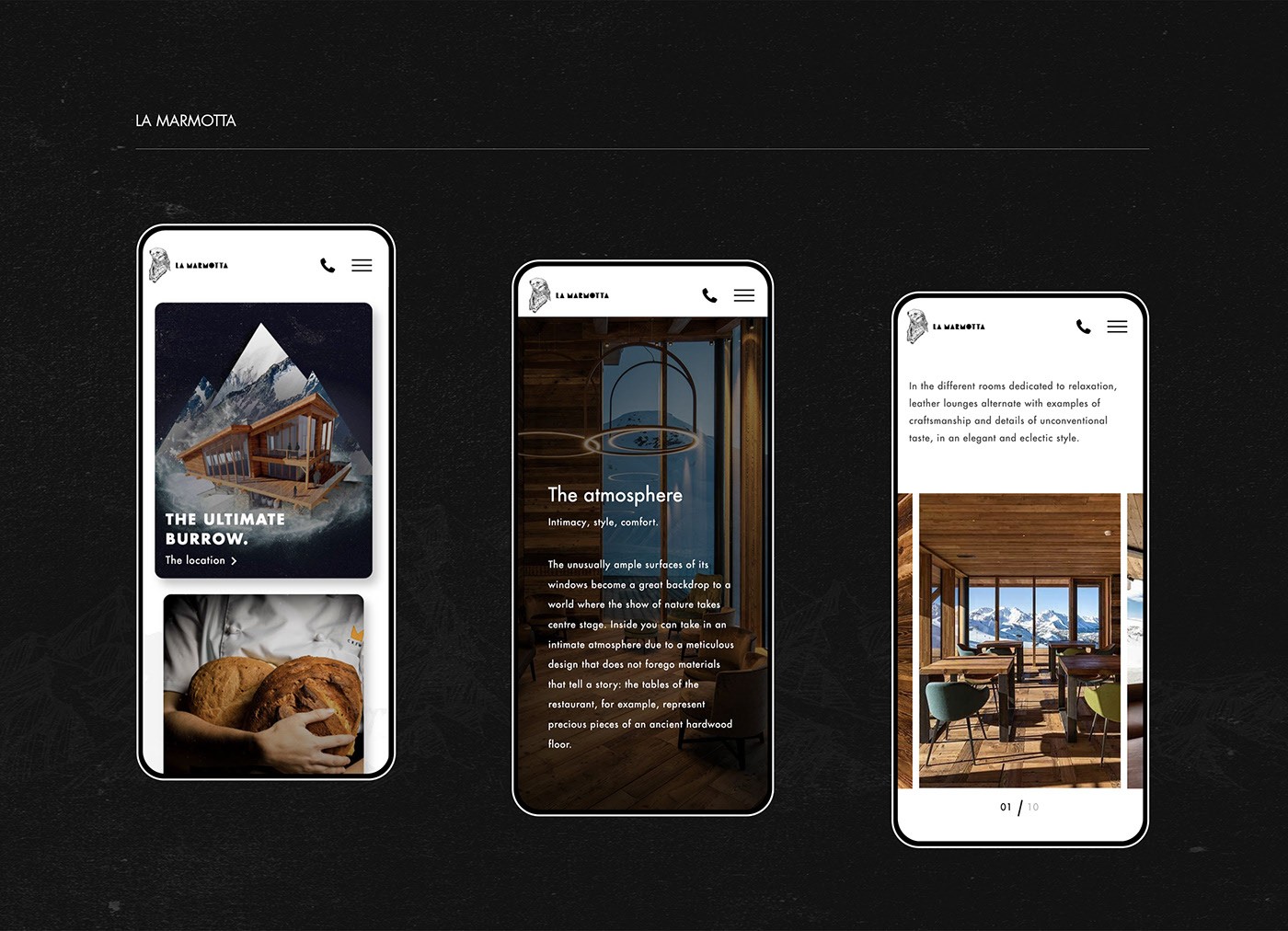 Homepage La Marmotta: presentazione della location alpina, la pagina è pensata per raccontare l’esperienza e orientare l’utente verso le sezioni chiave.
