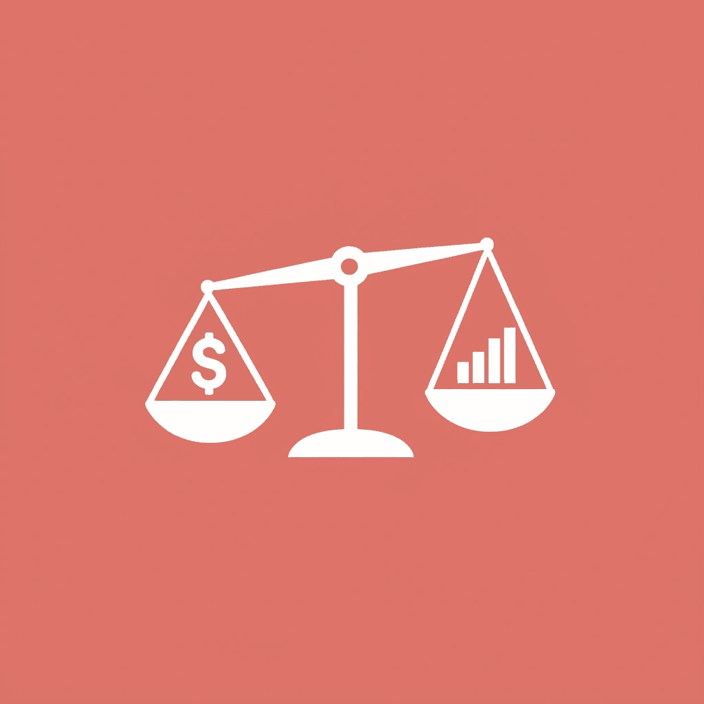 Balance scale showing cost on one side weighed against processing speed, voice quality, and advanced features on the other