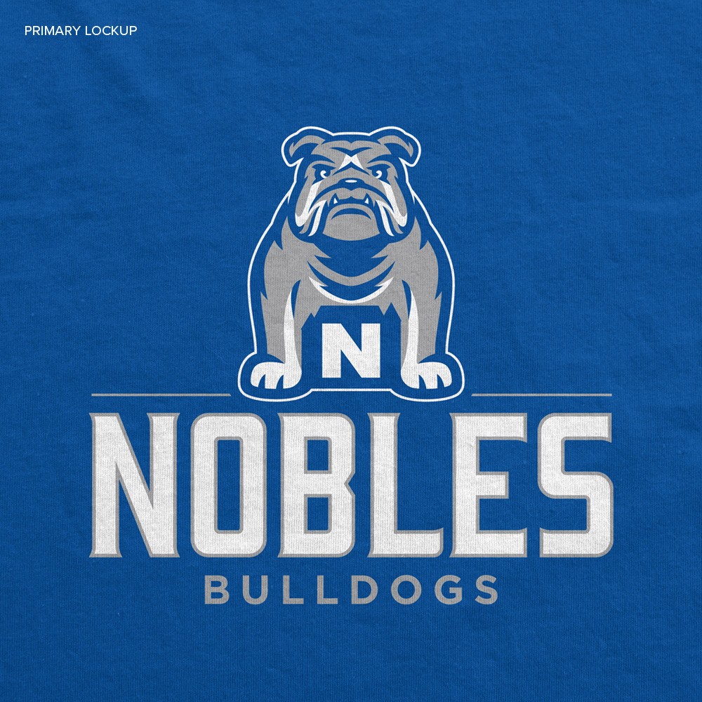Nobles Athletics full body bulldog logo paired with custom wordmark.