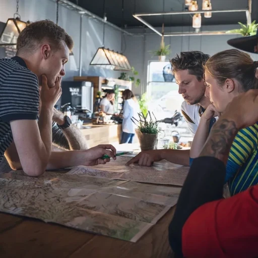 People reviewing tour plan