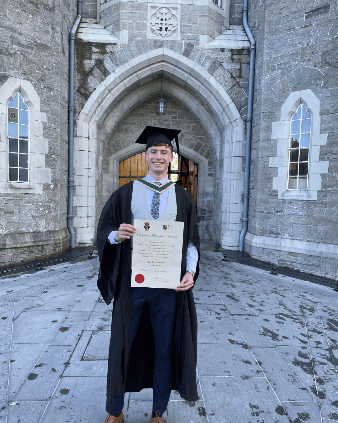 Jesse Keating at his college graduation, qualified personal trainer and founder of FRAME