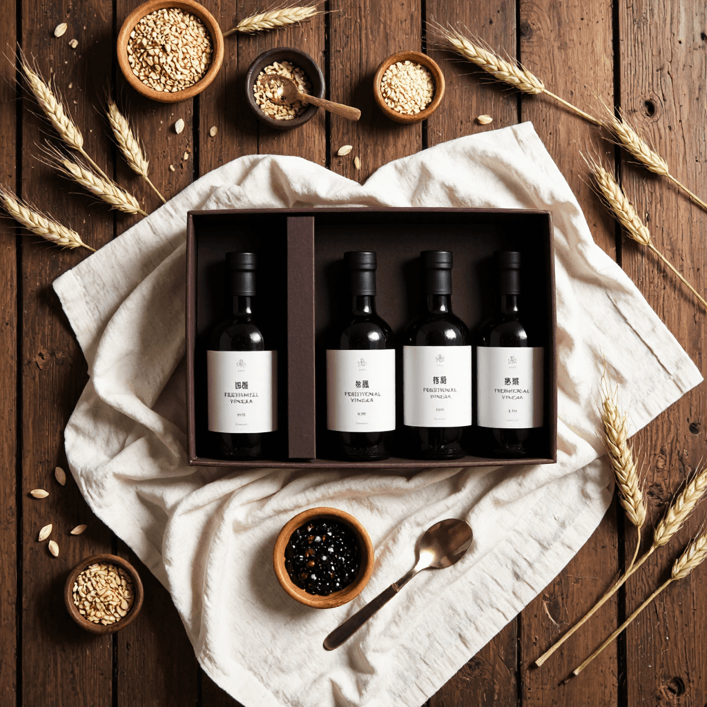 product photography of Traditional fermented vinegar gift set