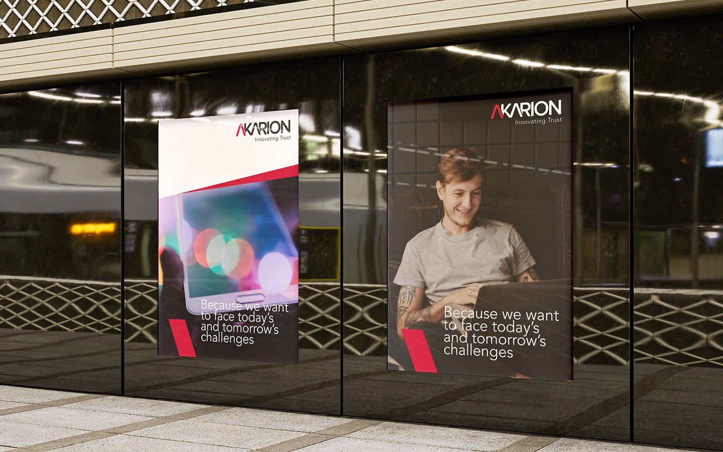 Advertisment mockup on reflective surface.