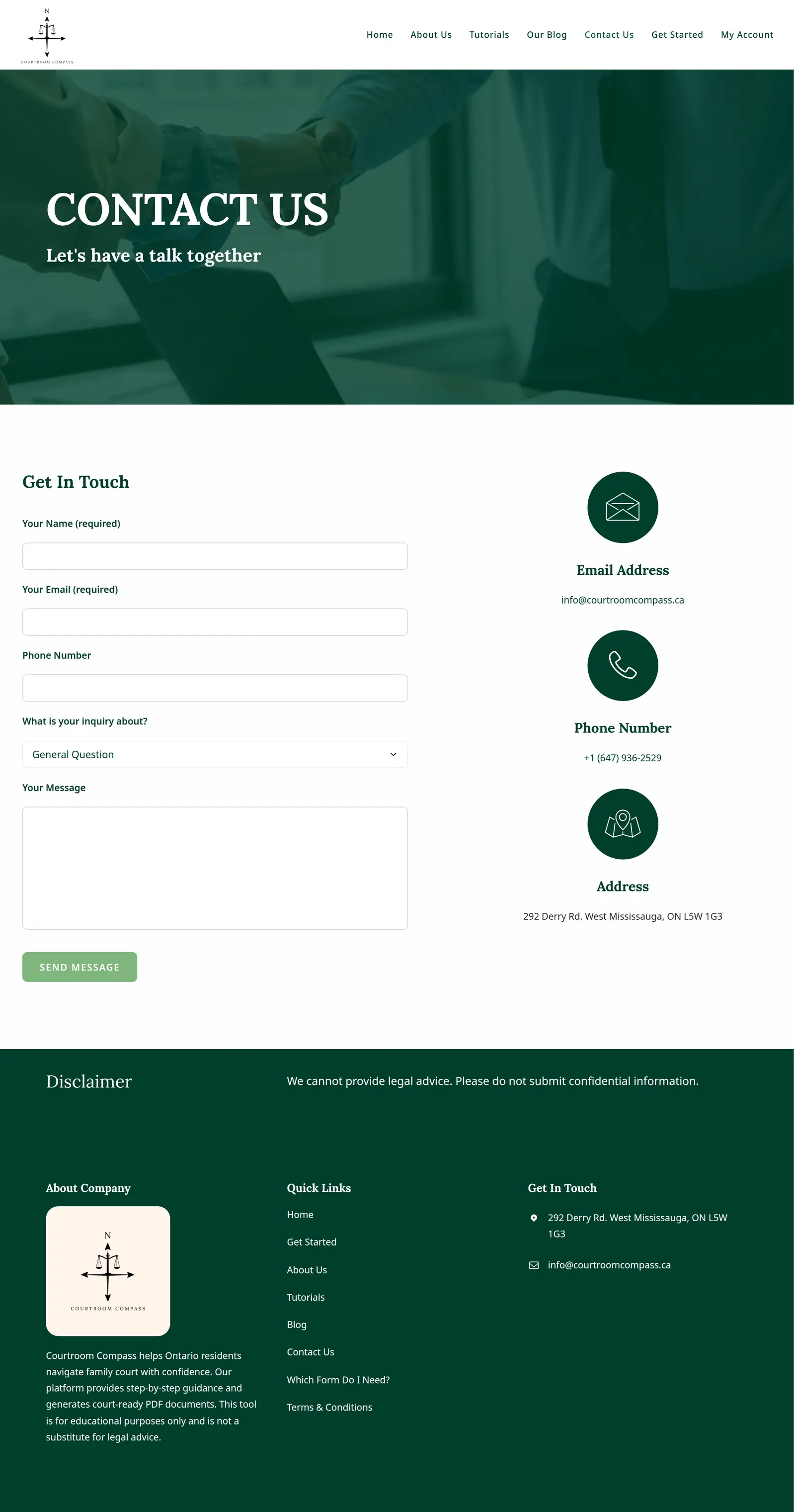 Contact Us - Courtroom Compass website developed & designed by Dreams Agency Mississauga, Ontario