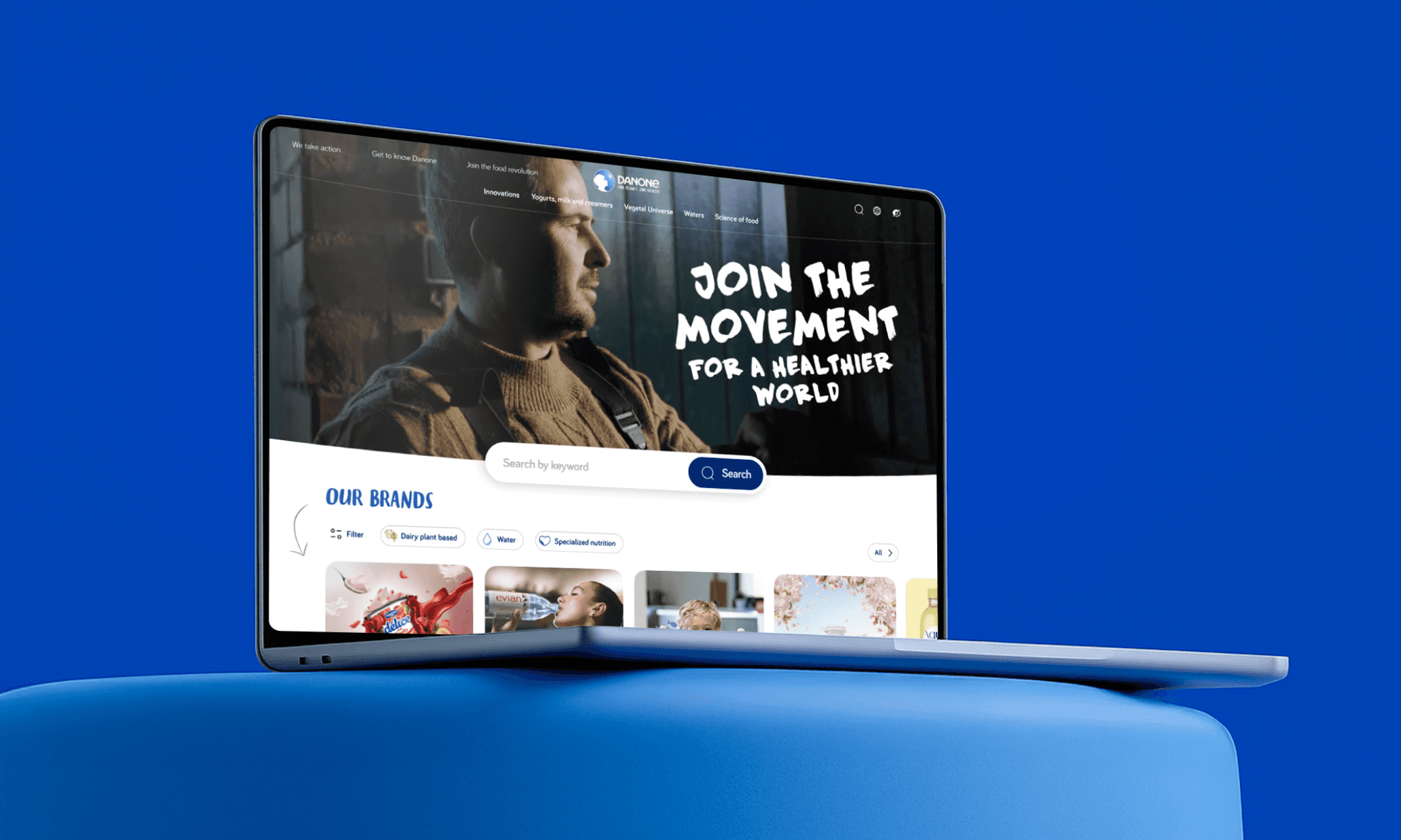 Image with a big purple logo and black background