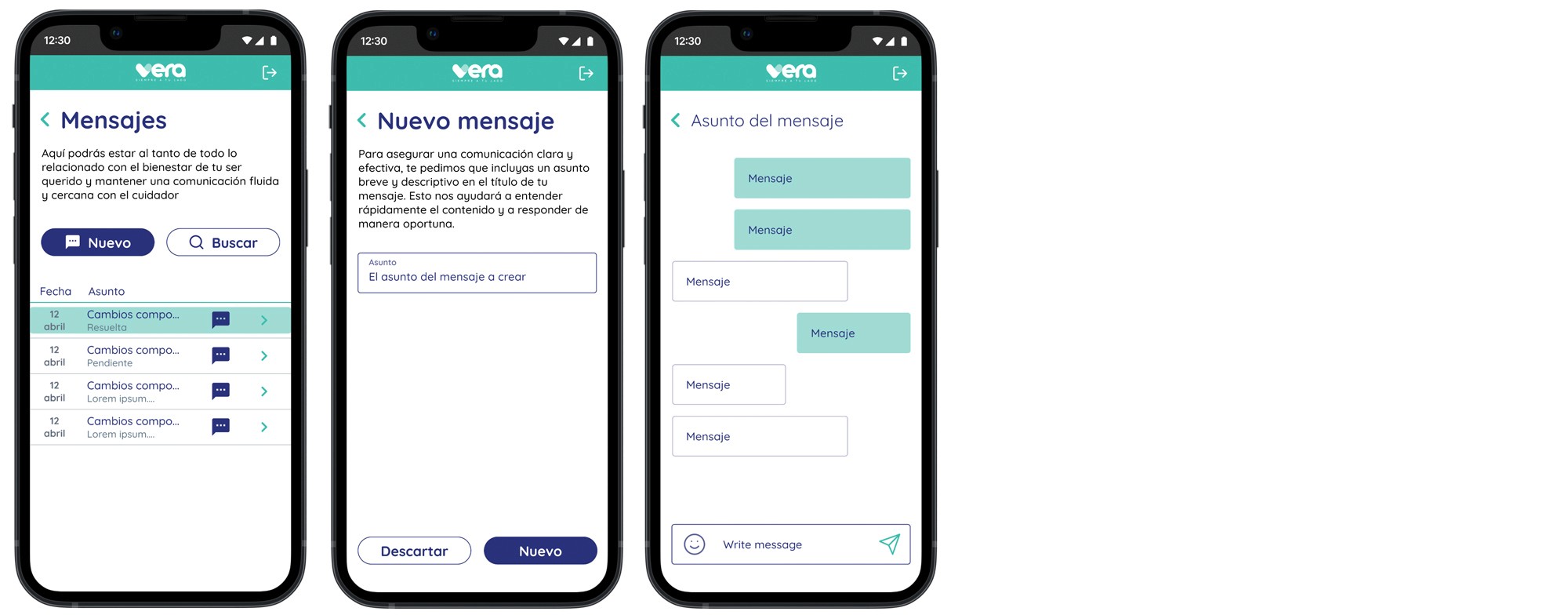 Centro de mensajes para mantener comunicación con los cuidadores