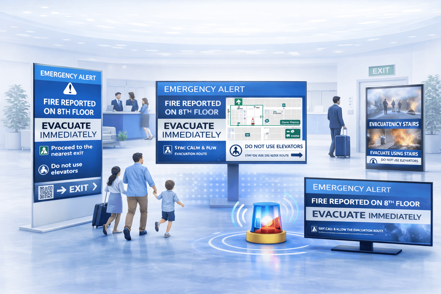 software de señalización digital de hoteles alertas de emergencia