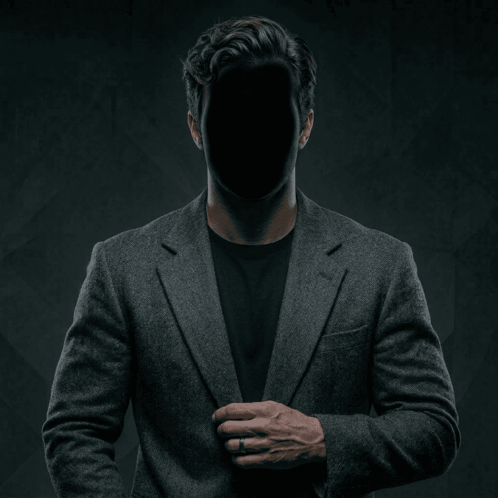 Smiling young man with curly hair, wearing a dark hoodie, against a softly lit background.