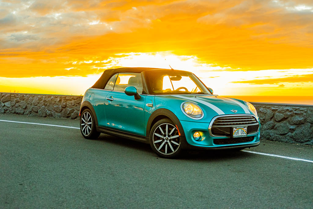 Teal Mini Cooper For Rent In Kona Big Island Hawaii