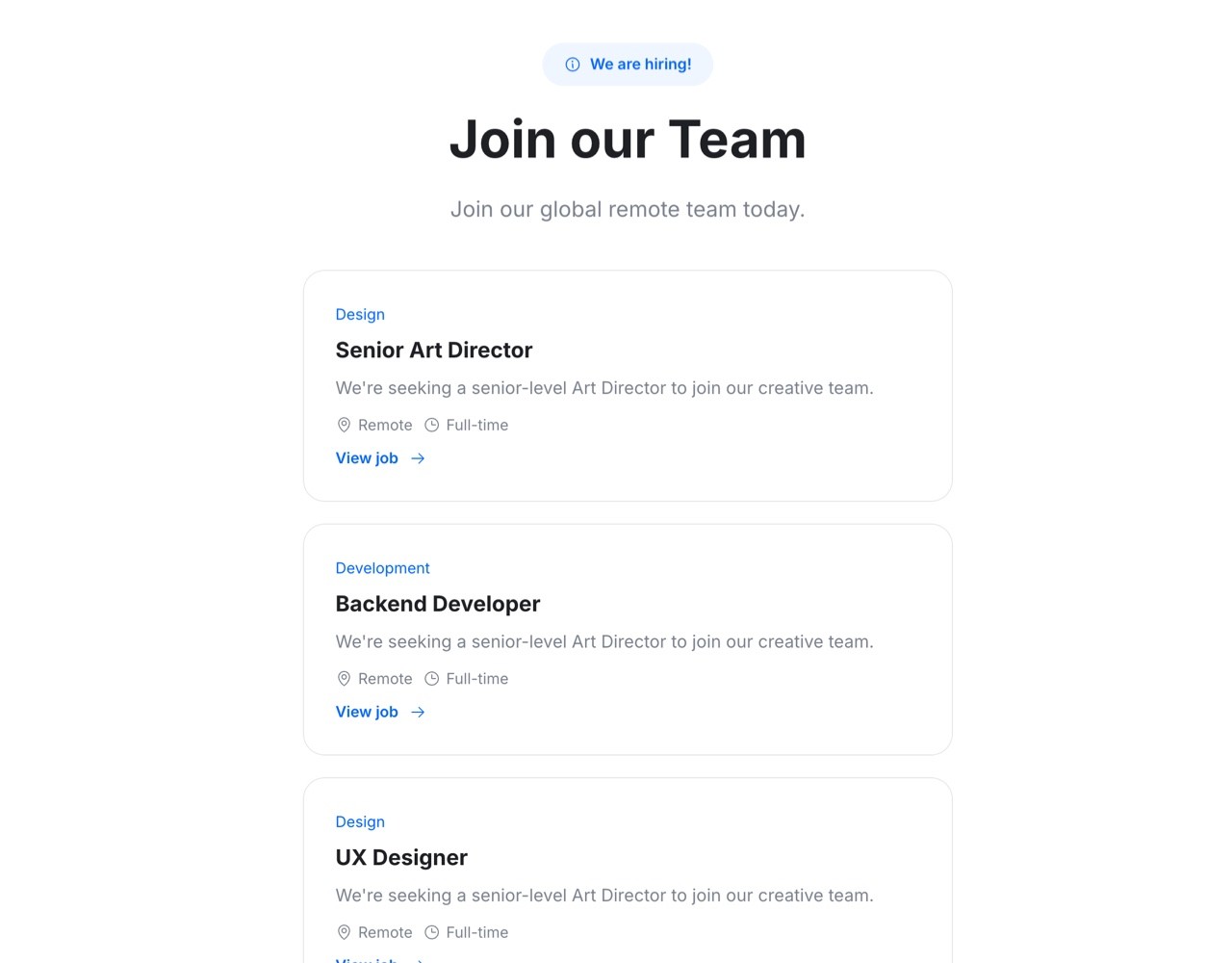 Framer Career Jobs Section - Frameblox UI