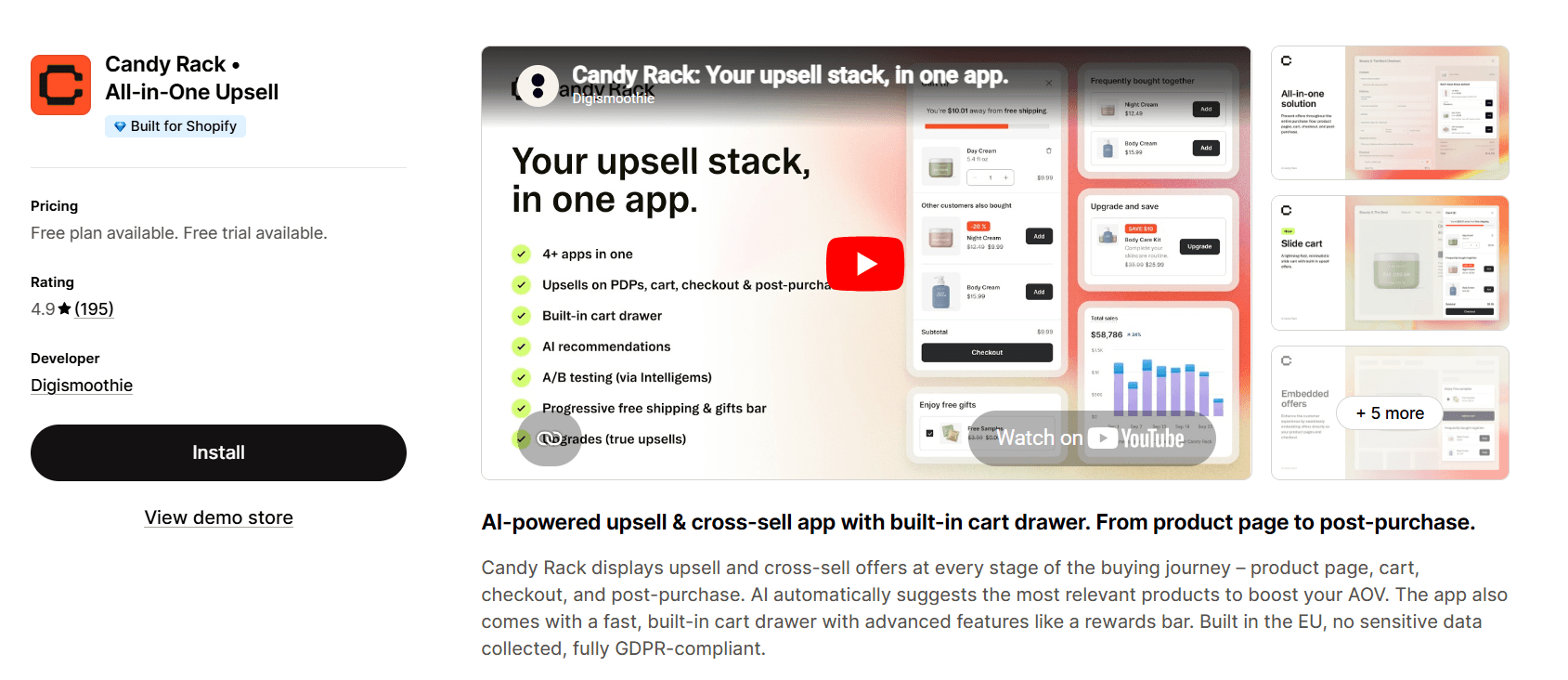 Candy Rack All‑in‑One Upsell on the Shopify Store