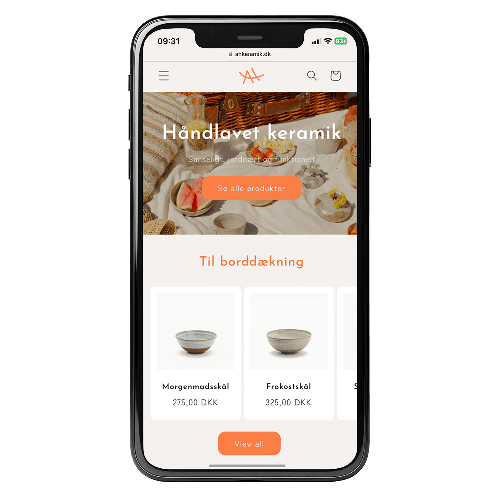 AH Keramik website in a phone mockup