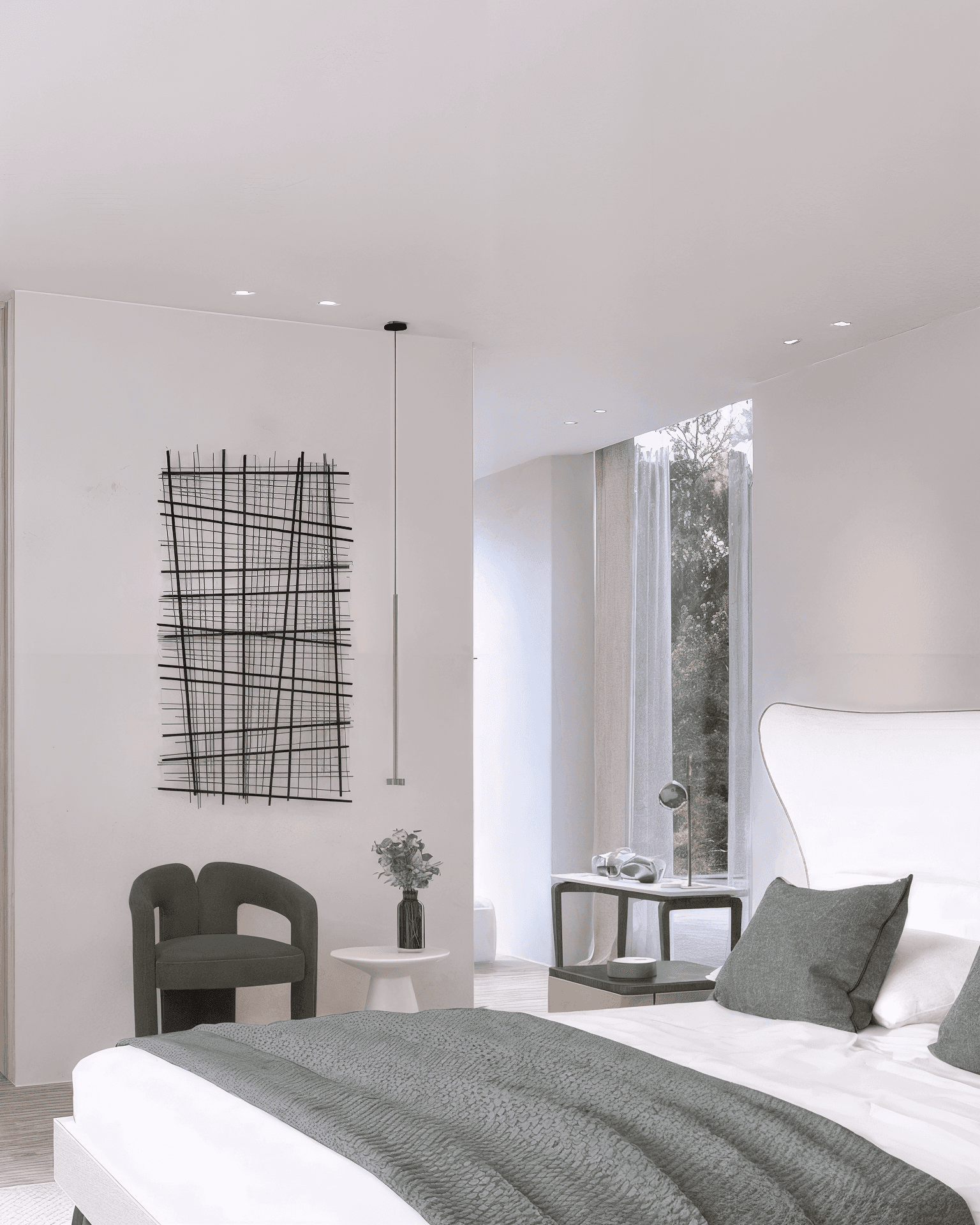 Minimalistische master bedroom in moderne villa Grayhouse