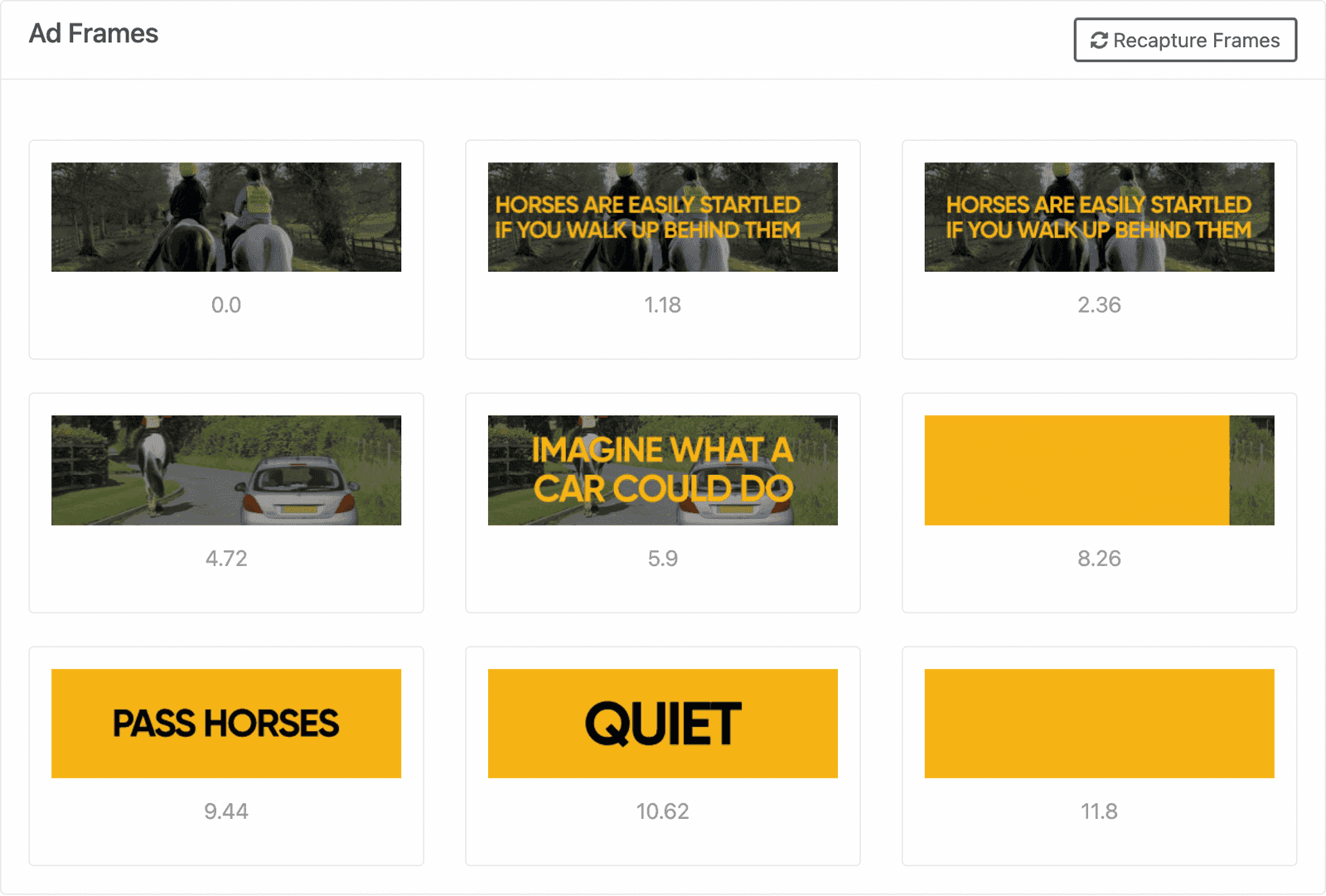Capture multiple frames of an ad