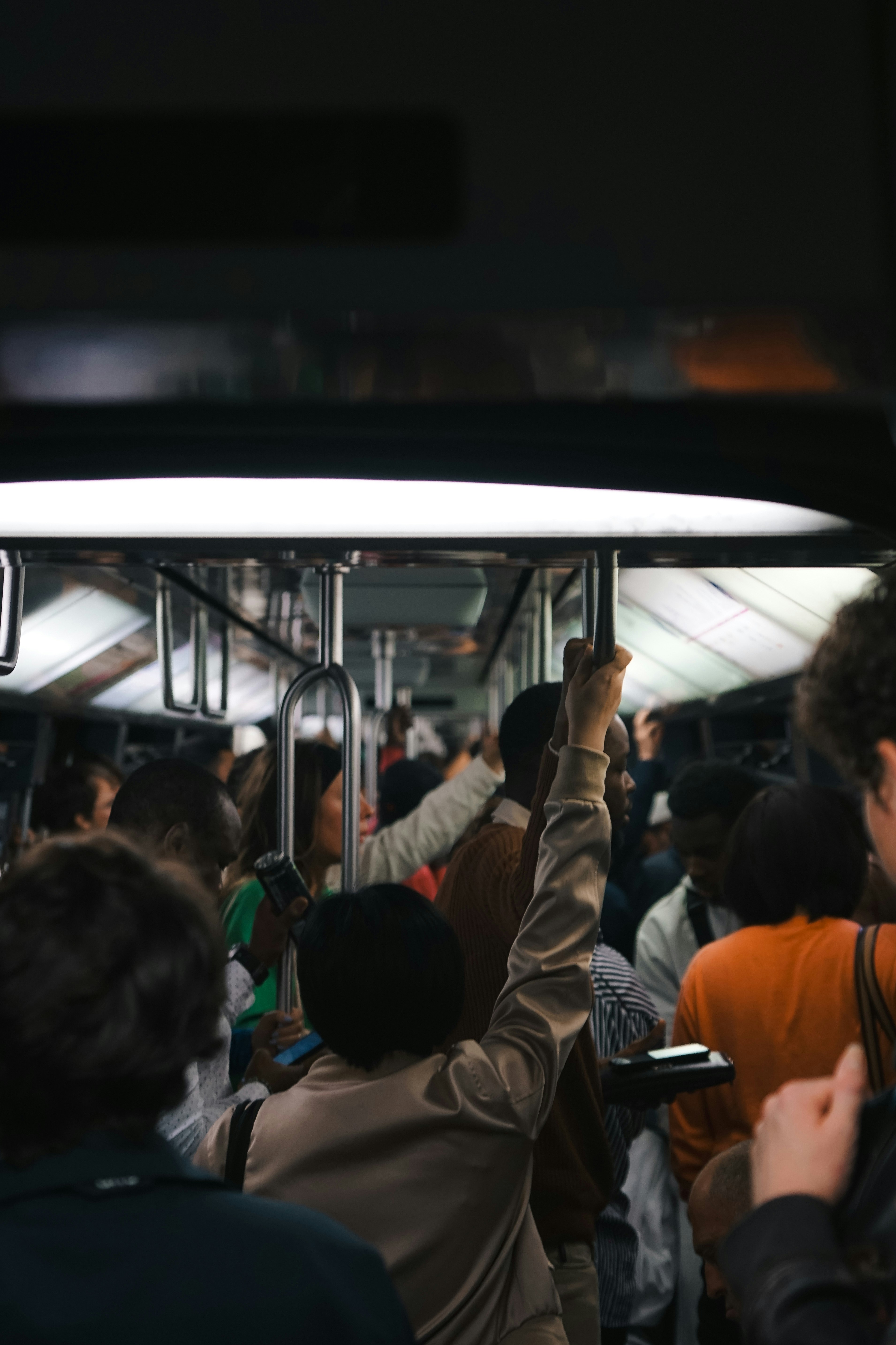 People on crowded public transport
