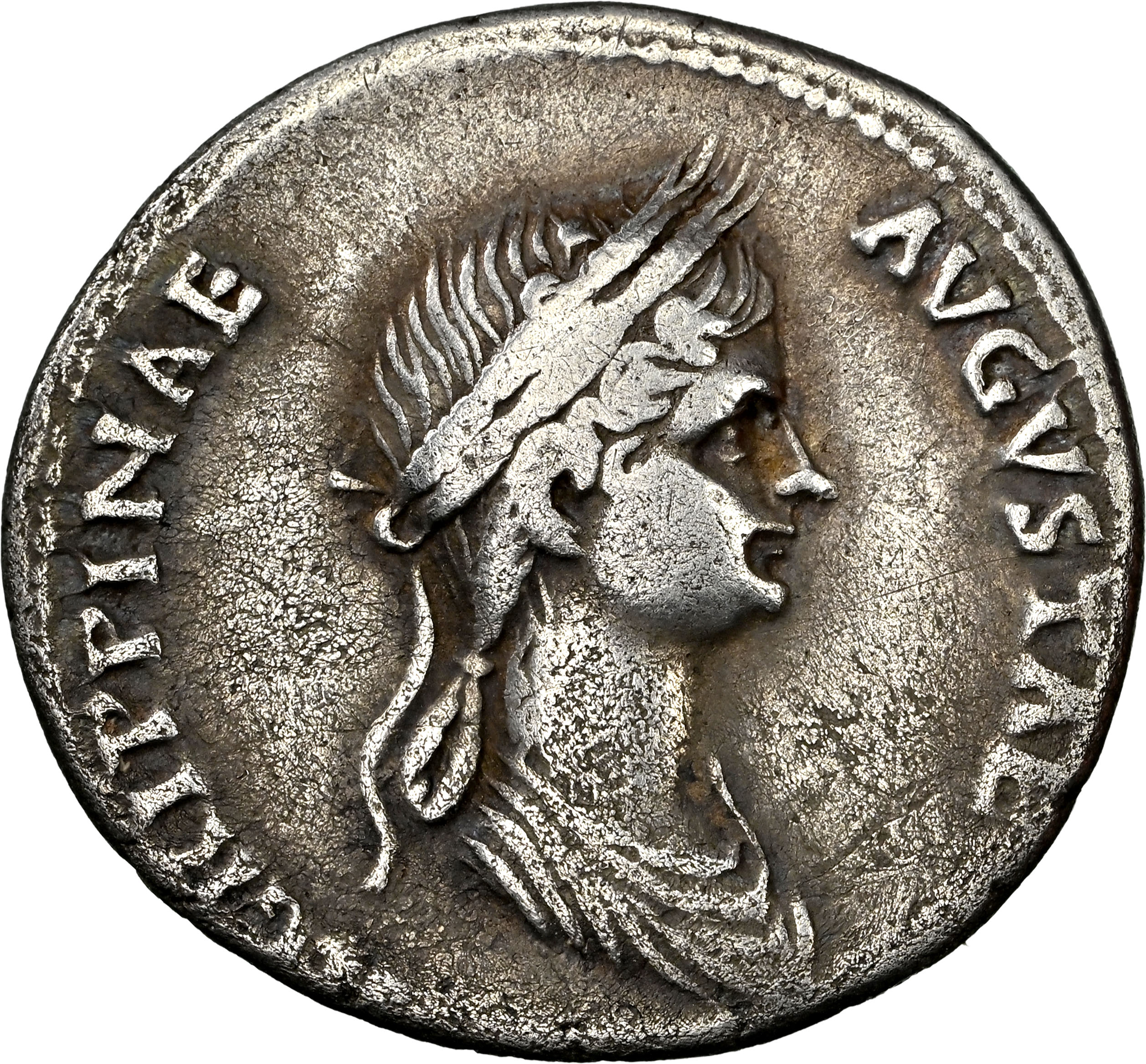 Claudius denarius reverse honouring Agrippina Junior.