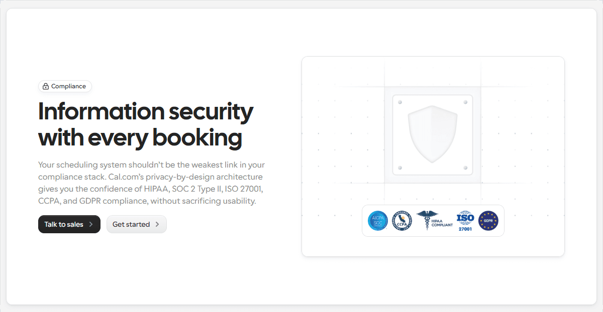 Get information security with every booking on Cal.com