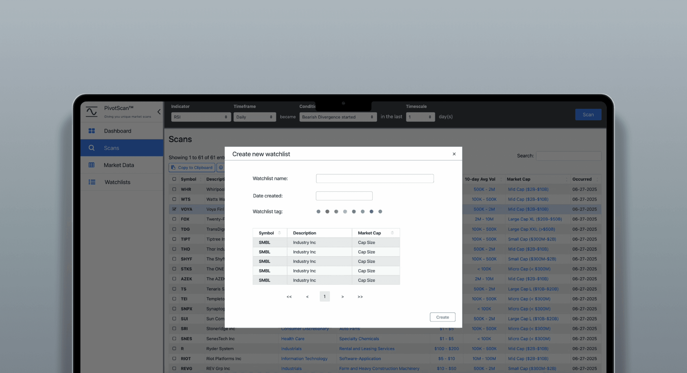 Watchlist color tag UI