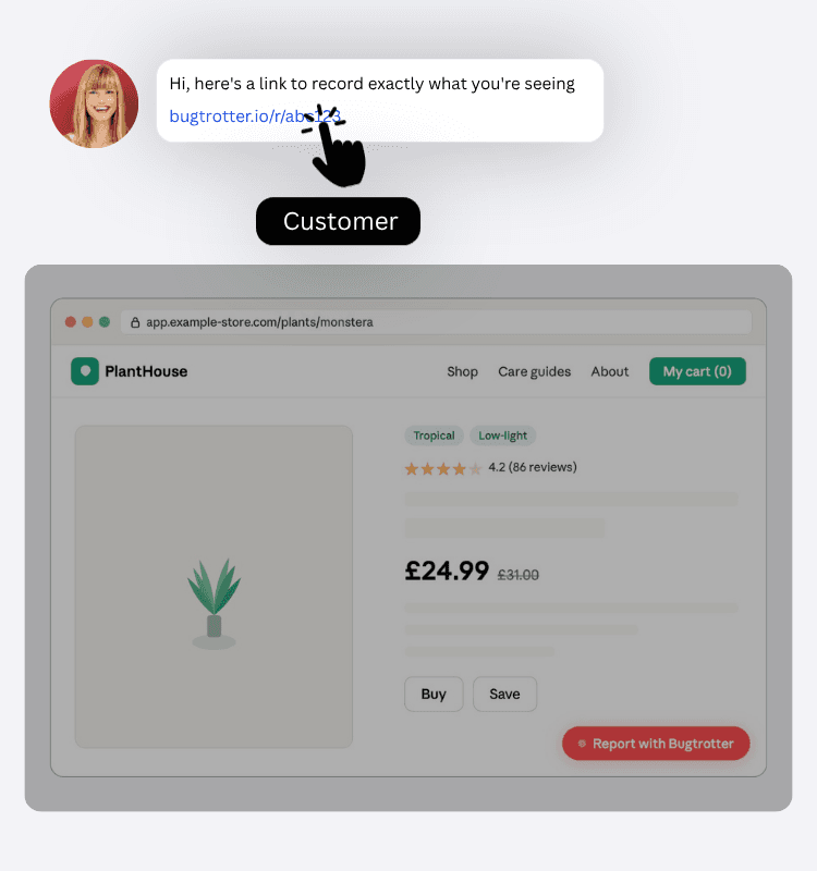 Three ways to capture a bug using the Bugtrotter widget and links.