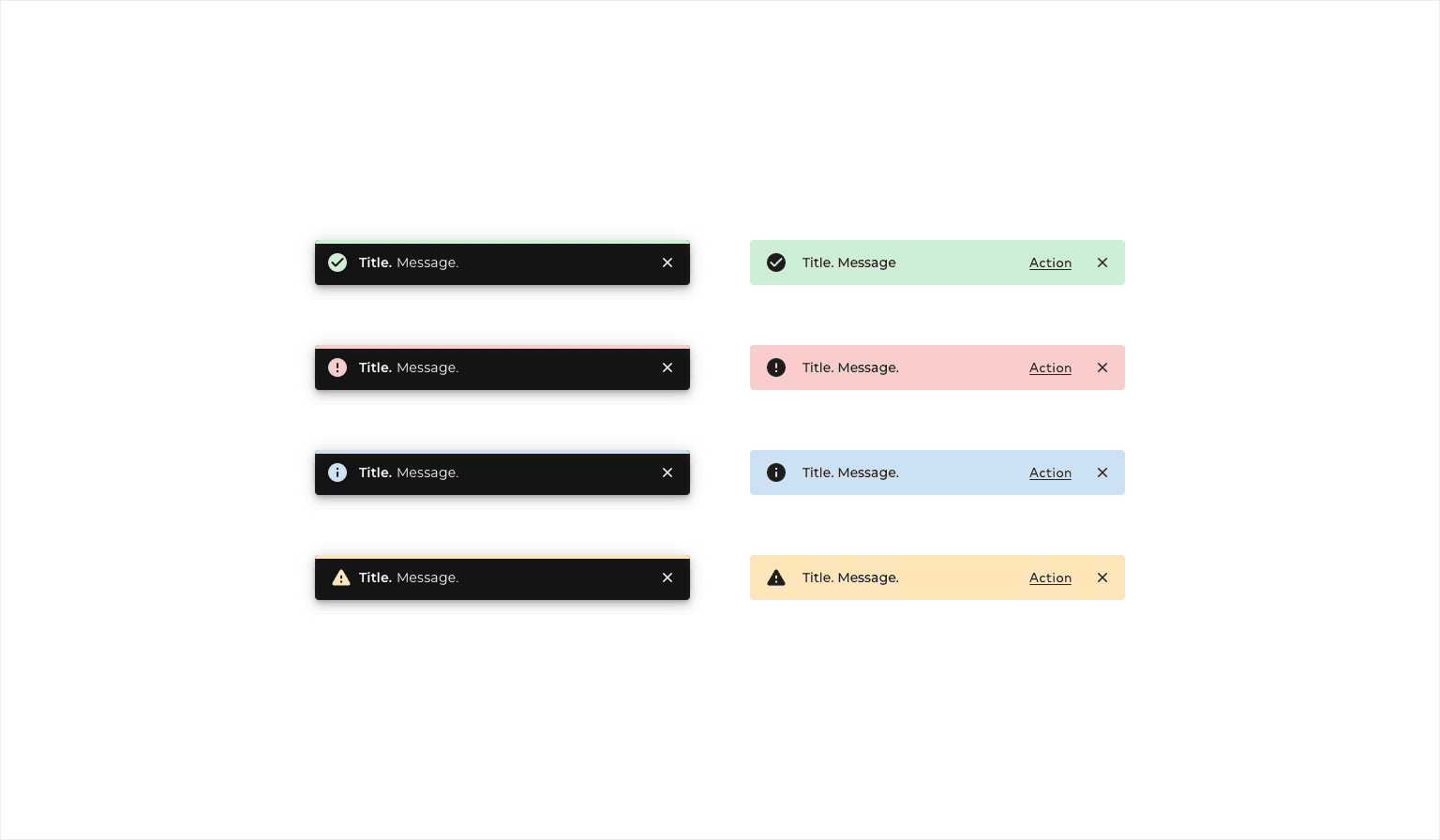 Toast and Inline Notification components.